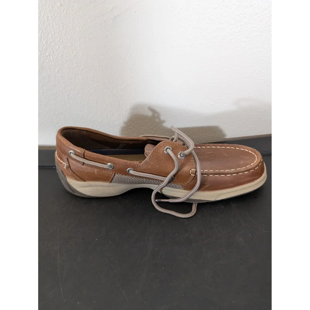 Sperry Top-Sider Men's 9 Billfish Tan Leather Boat Shoes 3-Eye Loafers Mesh